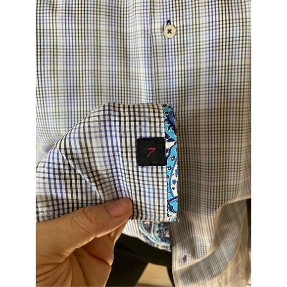 Size 7= XL 7 Downey St. check dress shirt, 100% cotton. Measurements provided. - Picture 10 of 12